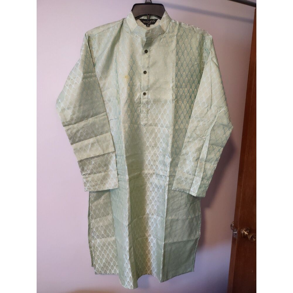 SojanyaSince 1958 Men's Jacquard Silk, Nehru Jacket w Traditional Work On Bottom